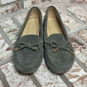 Michael Kors Sutton Olive Green Suede Moccasin Loafer with Bow Comfortable Flats